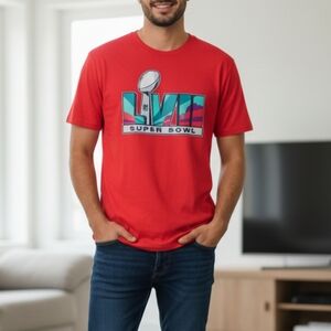 NFL Team Apparel Men's Red Super Bowl Graphic T-Shirt Size Medium